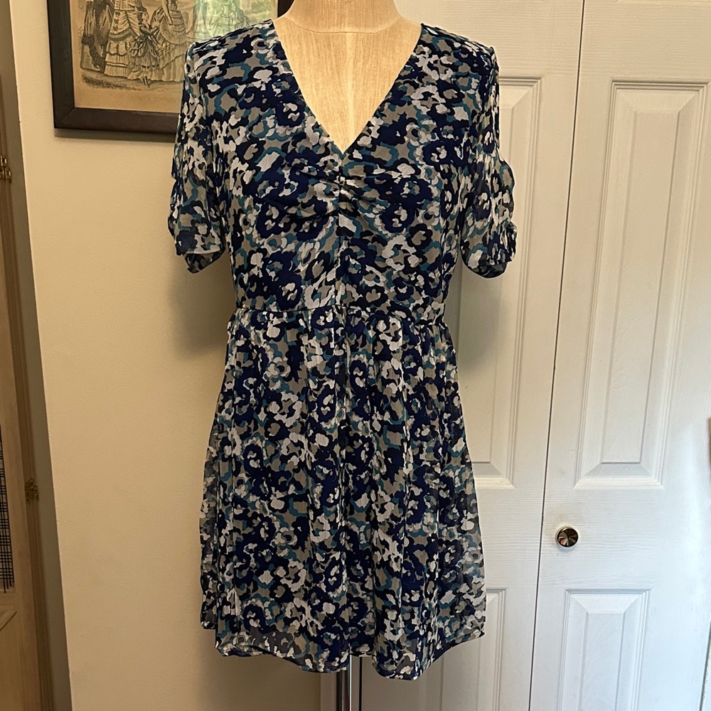 Red Berry Floral V-Neck Dress